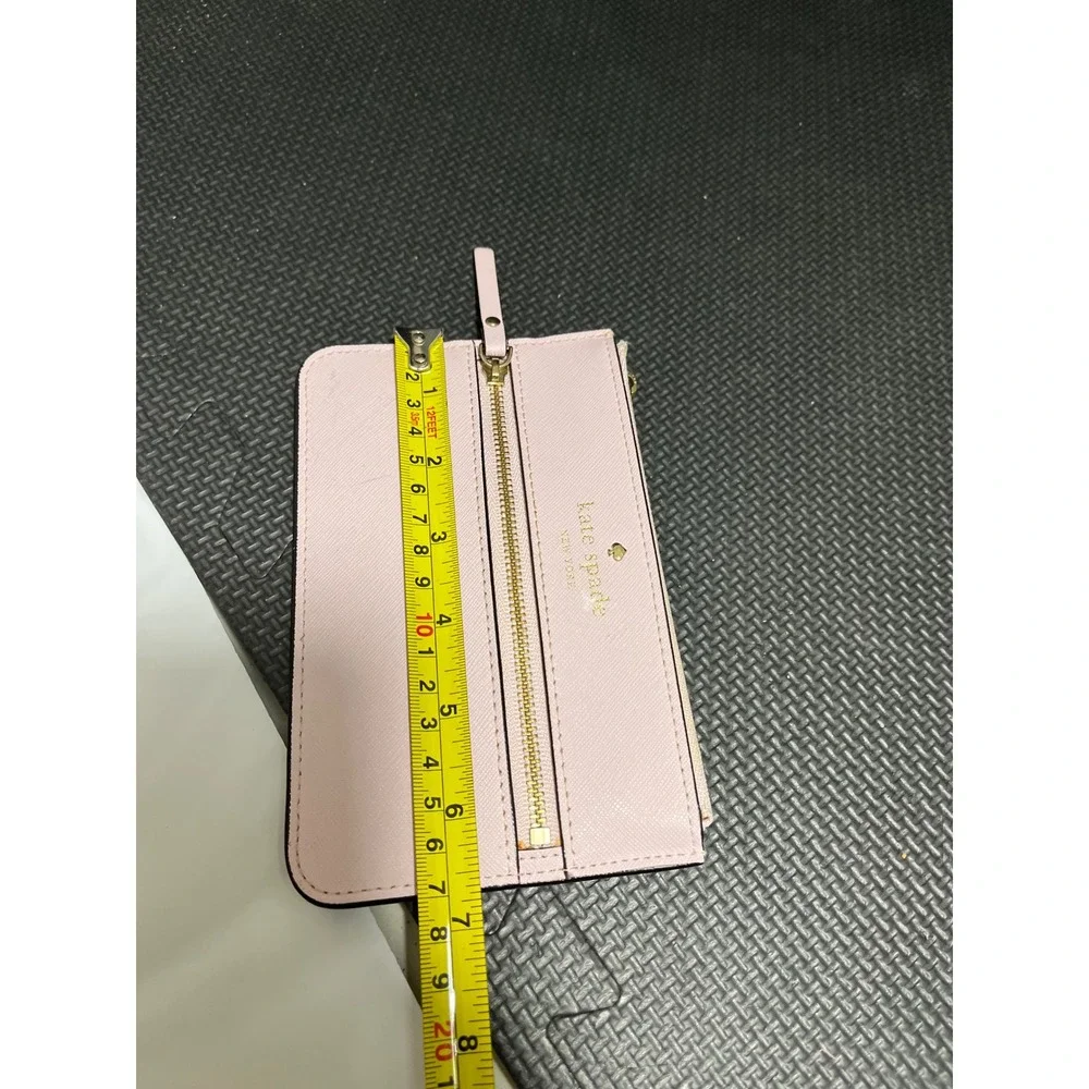Kate Spade Mikas Pond Saffiano Leather Zip Wristlet Light Pink READ‎